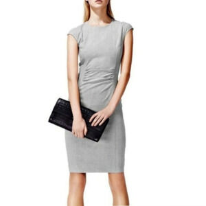 Reiss Light Gray Sheath Dress with Cap Sleeves